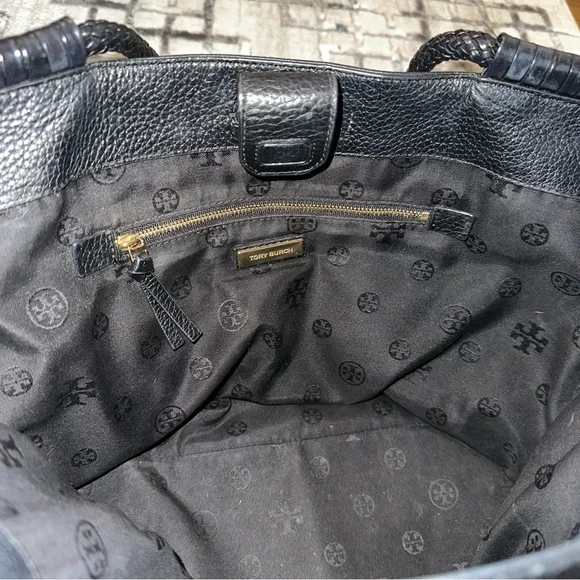 Tory Burch Large Taylor Black Pebbled Leather Tote Shoulder Bag - Picture 8 of 16